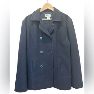 Pendleton Women’s Pea Coat 100% Merino Wool Navy Size Large